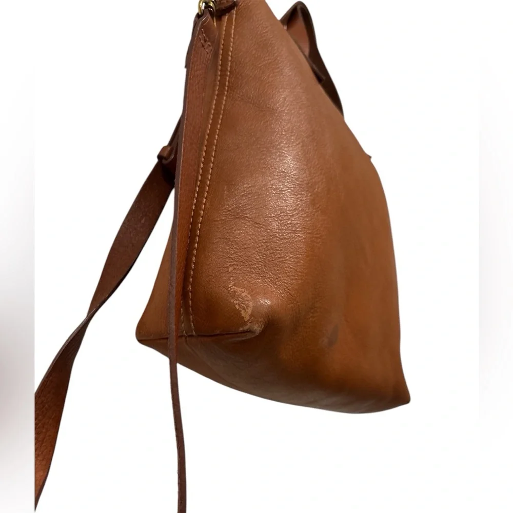 Madewell Brown Leather Tote Bag w long strap